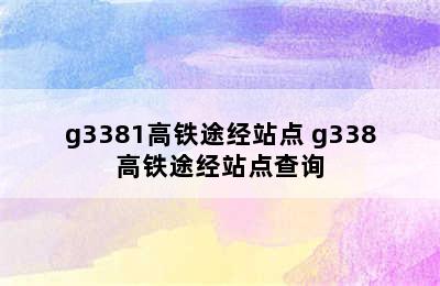 g3381高铁途经站点 g338高铁途经站点查询